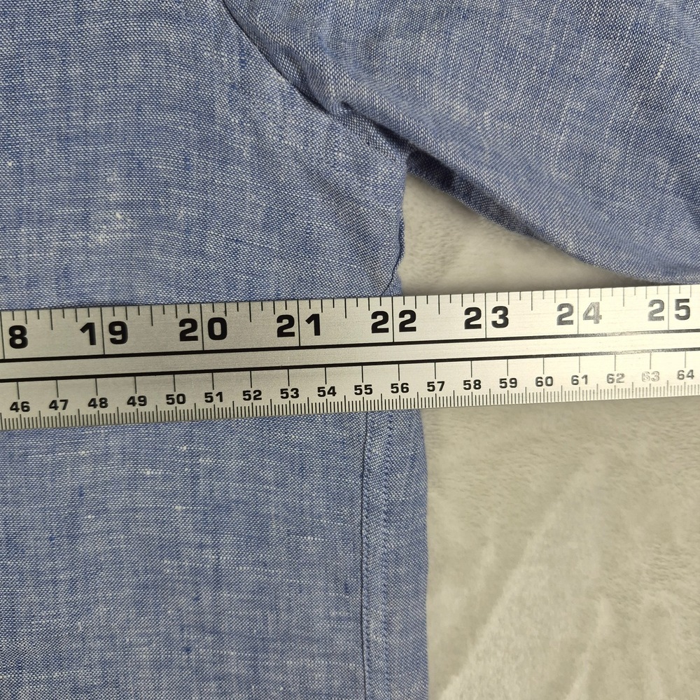 UNTUCKit Shirt Men's Large Blue 100% Linen Classic Valente Slim Fit Short Sleeve - Picture 2 of 10